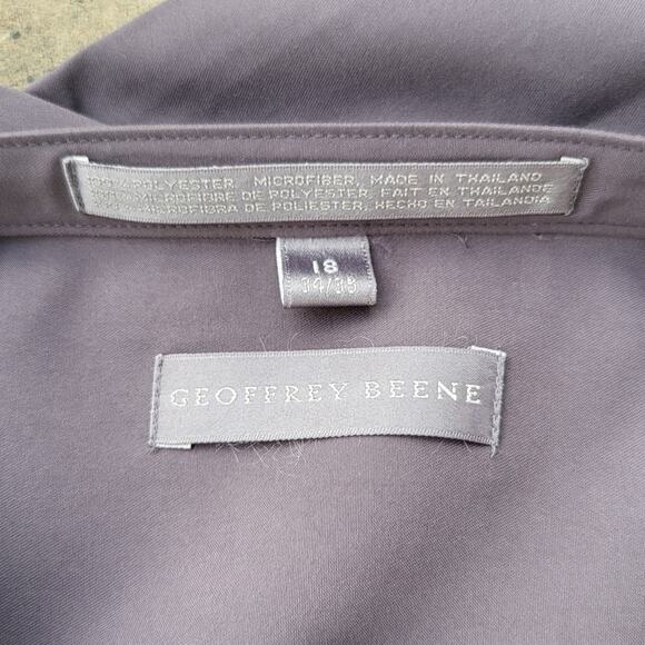 New Vintage Geoffrey Beene Grandad Shirt Mens 18 Gray Long Sleeve 90s Minimalist - Picture 6 of 8